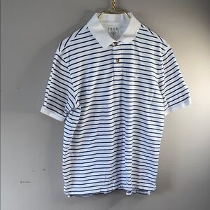Izod Blue and White Striped Polo Shirt